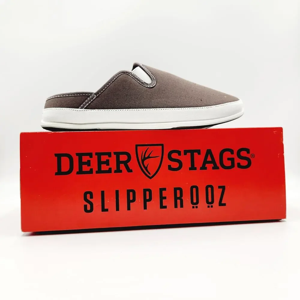 Deer Stags Men's Charcoal Grey Canvas Spike Indoor/Outdoor Slippers Size 11